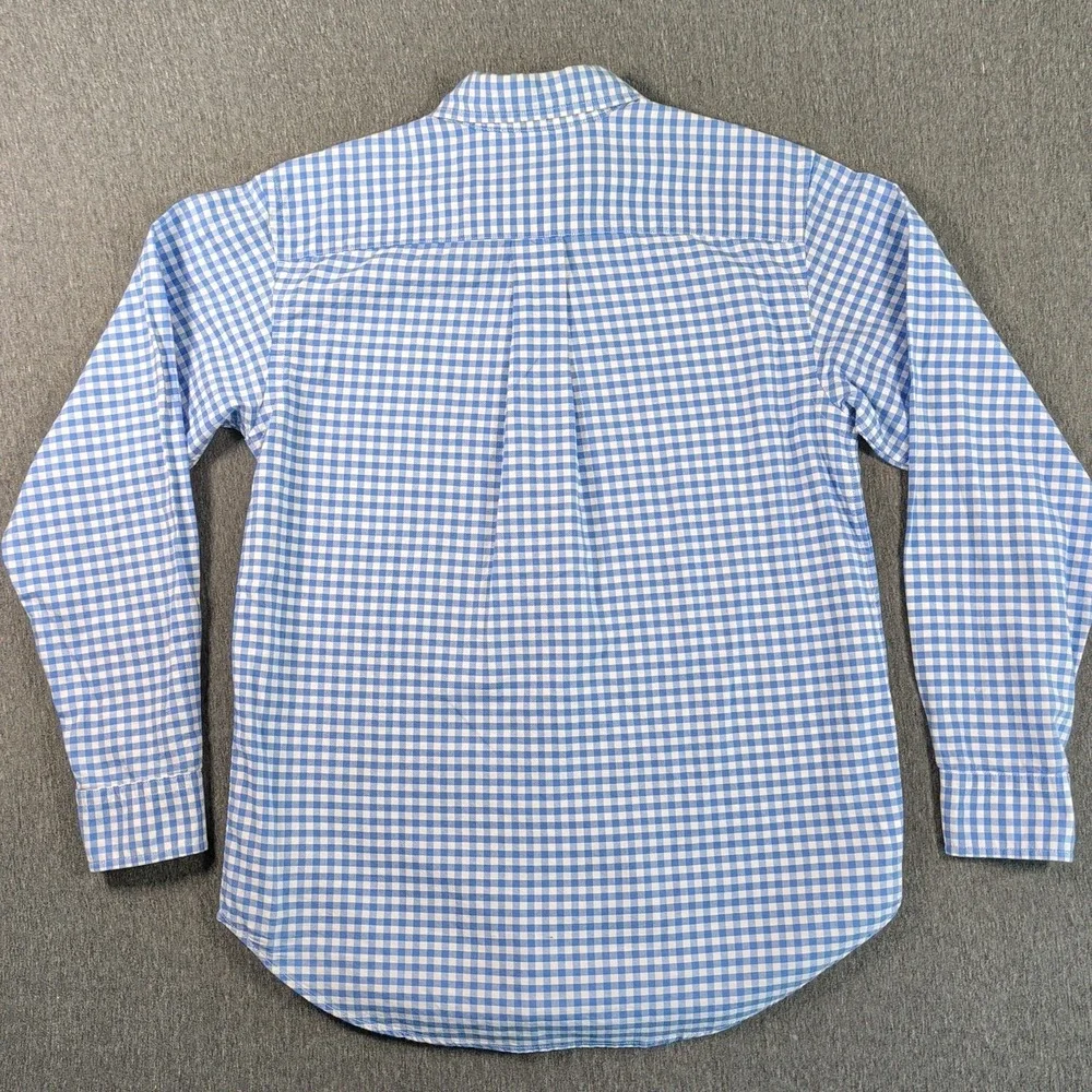 Ralph Lauren Shirt Boys Large 14-16 Blue Check Button Up Long Sleeve‎ Green Pony